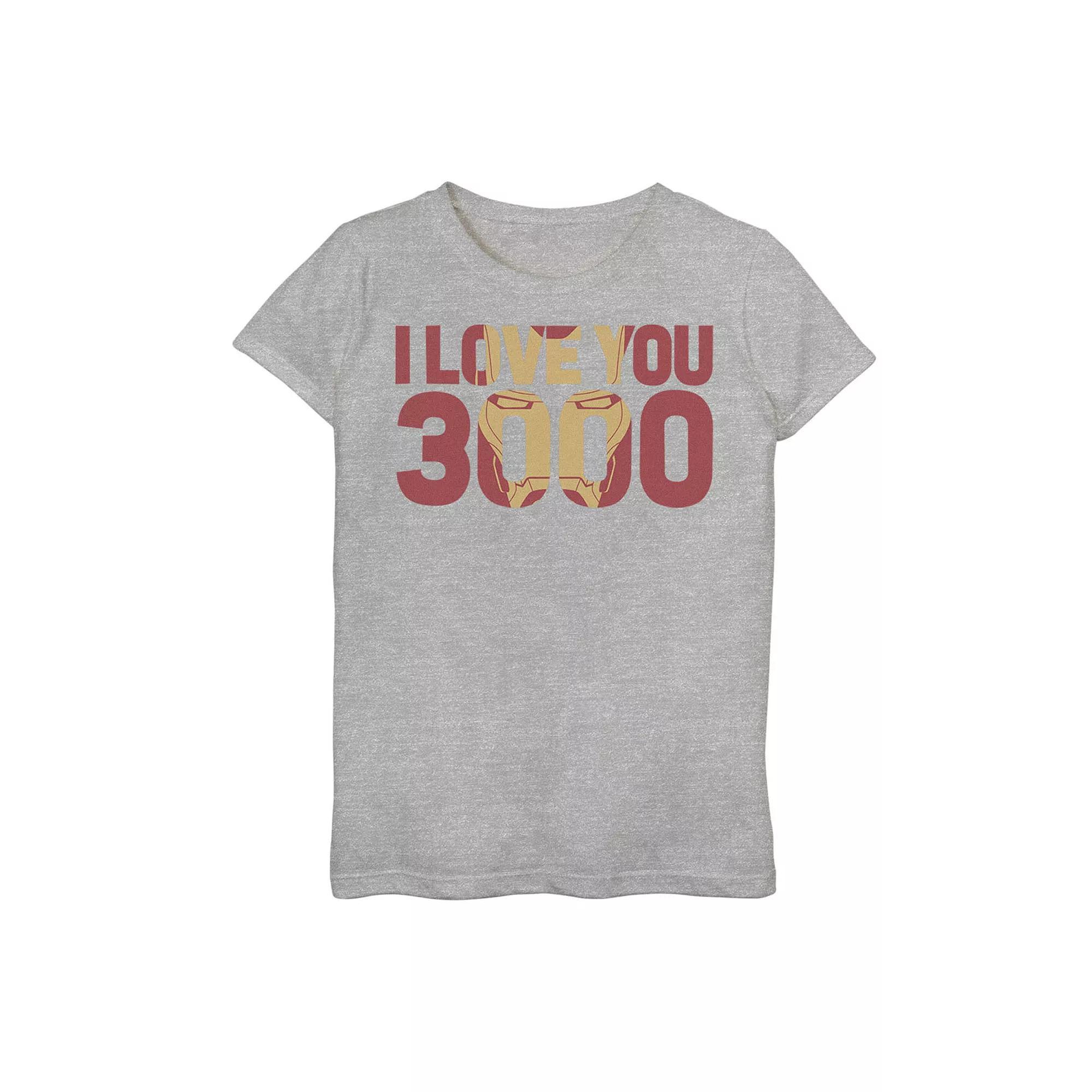 Girls 7-16 Marvel Avengers Endgame Iron Man "I Love You 3000" Mask Fill Tee, Girl's, Size: Small, Athletic Grey Product Image