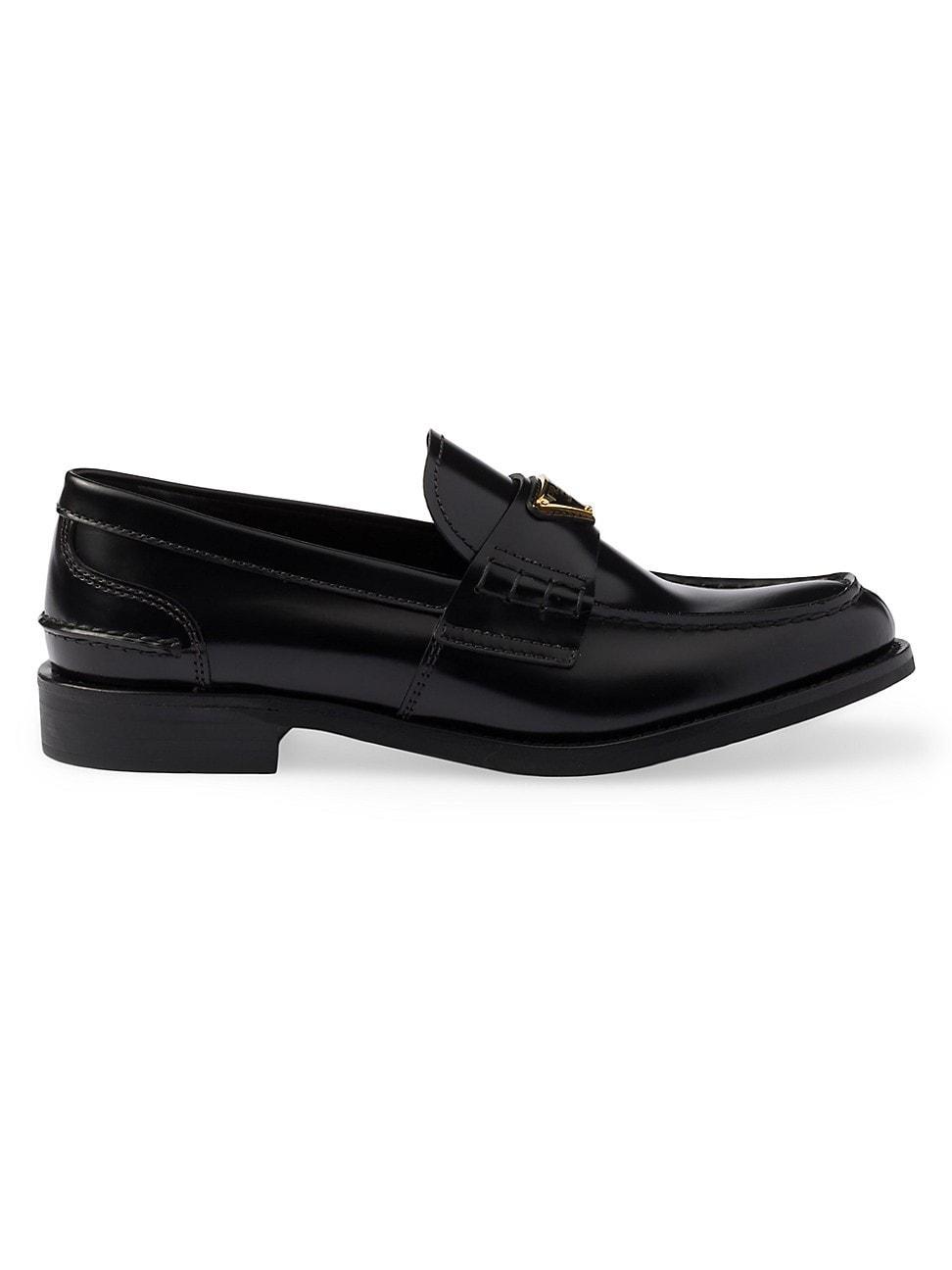 Prada Womens Brushed Leather Loafers Product Image