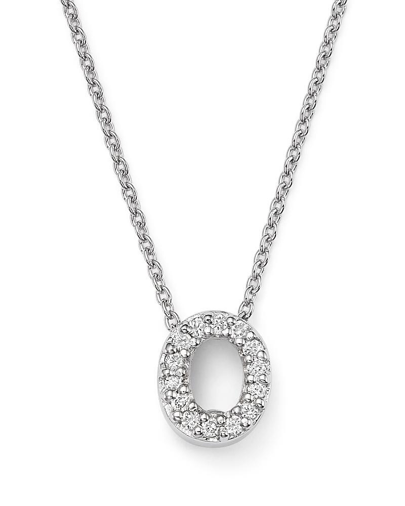 Roberto Coin 18K White Gold Initial Love Letter Pendant Necklace with Diamonds, 16 Product Image