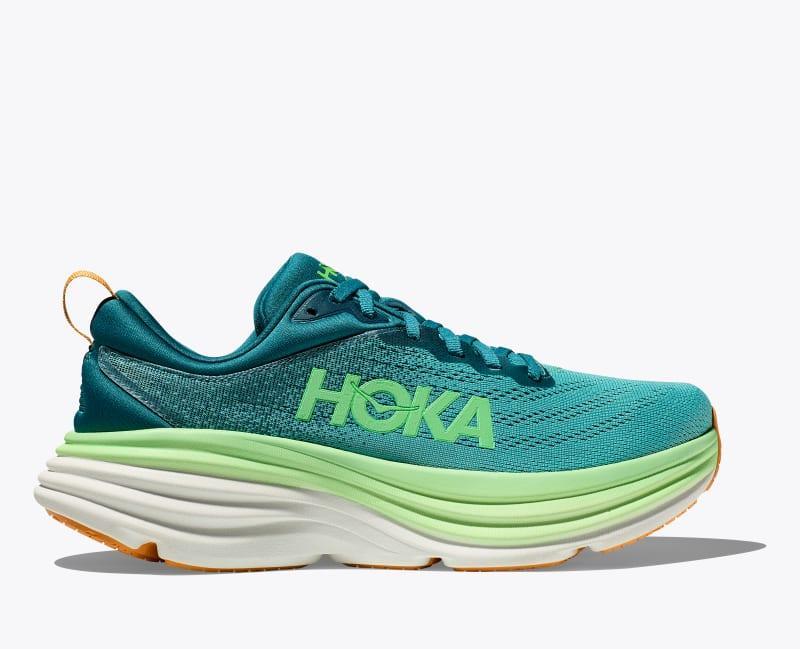 HOKA Mens Bondi 8 Shoes in Lettuce/Solar Flare, Size 10.5 Product Image
