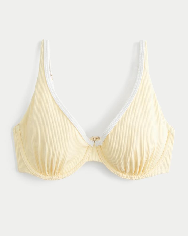Curvy High Apex Ribbed Underwire Bikini Top Product Image
