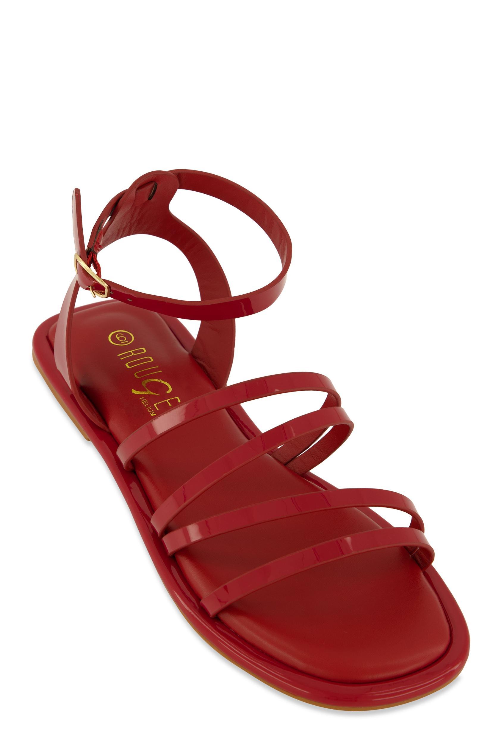 Womens Asymmetrical Strappy Flat Sandals Product Image
