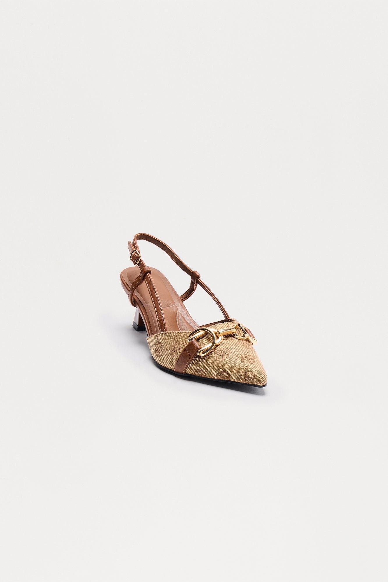 Shona Hardware Slingback Pumps - Brown Product Image