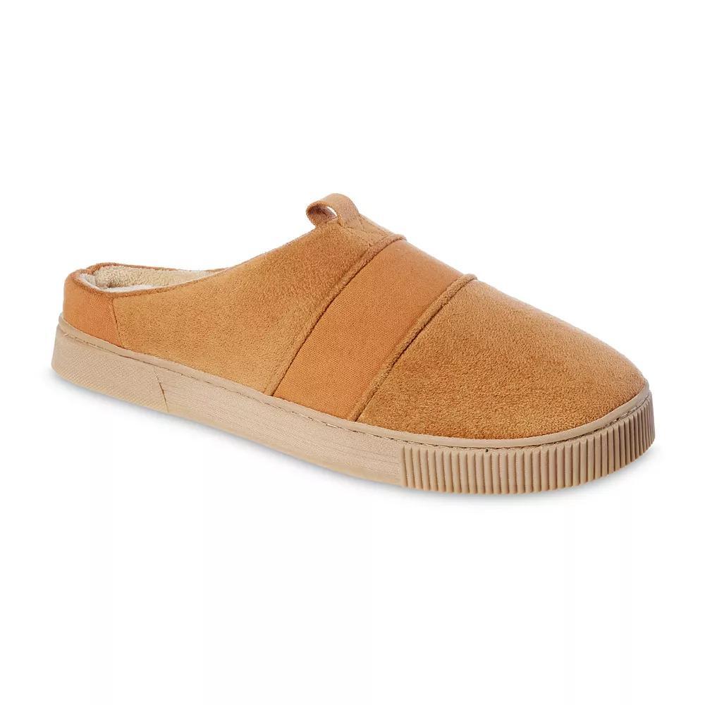 Isotoner Men's Emmett Microsuede & Canvas Hoodback Slippers - Cognac XL Product Image