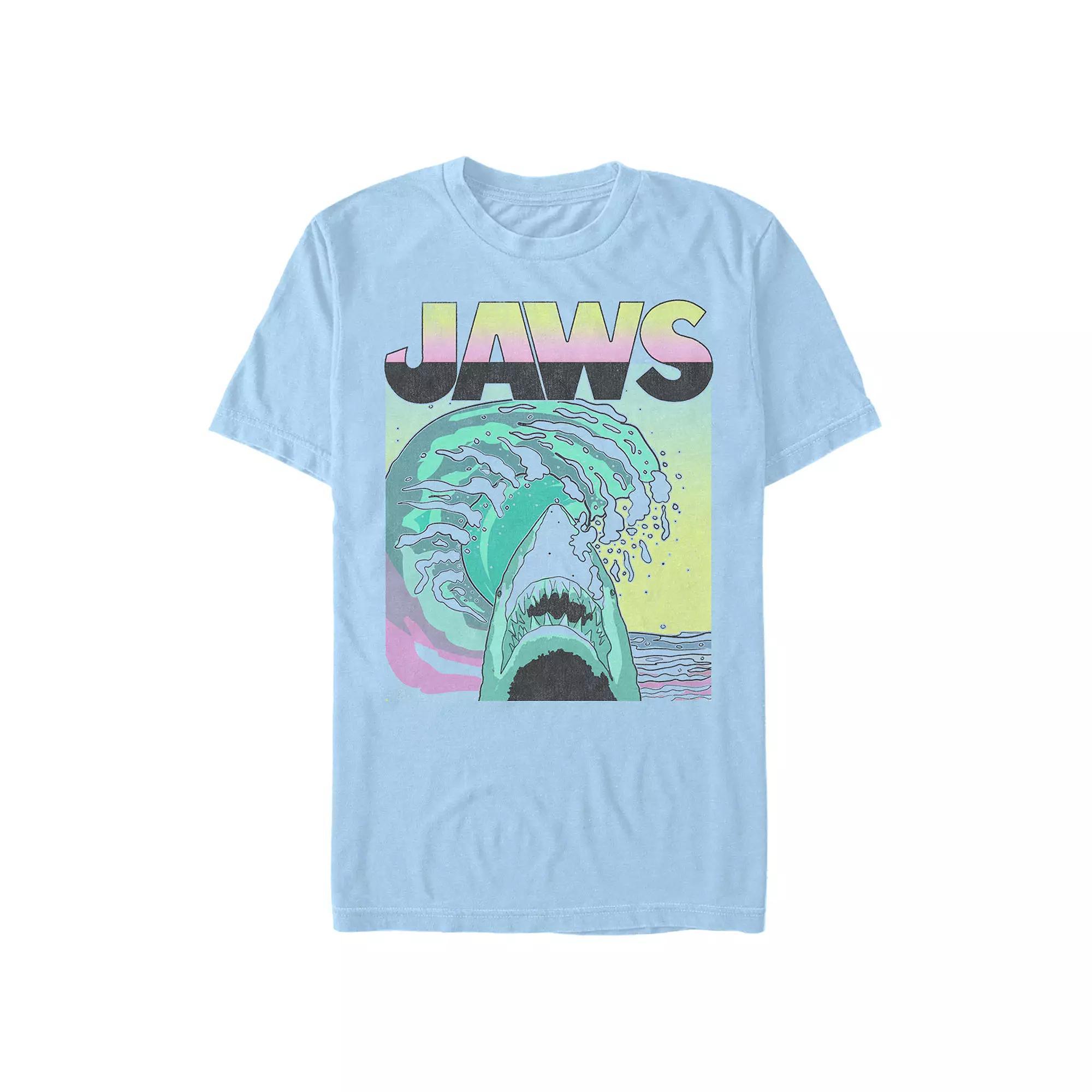 Men's Jaws Retro Wave Poster Tee, Size: XXL, Light Blue Product Image