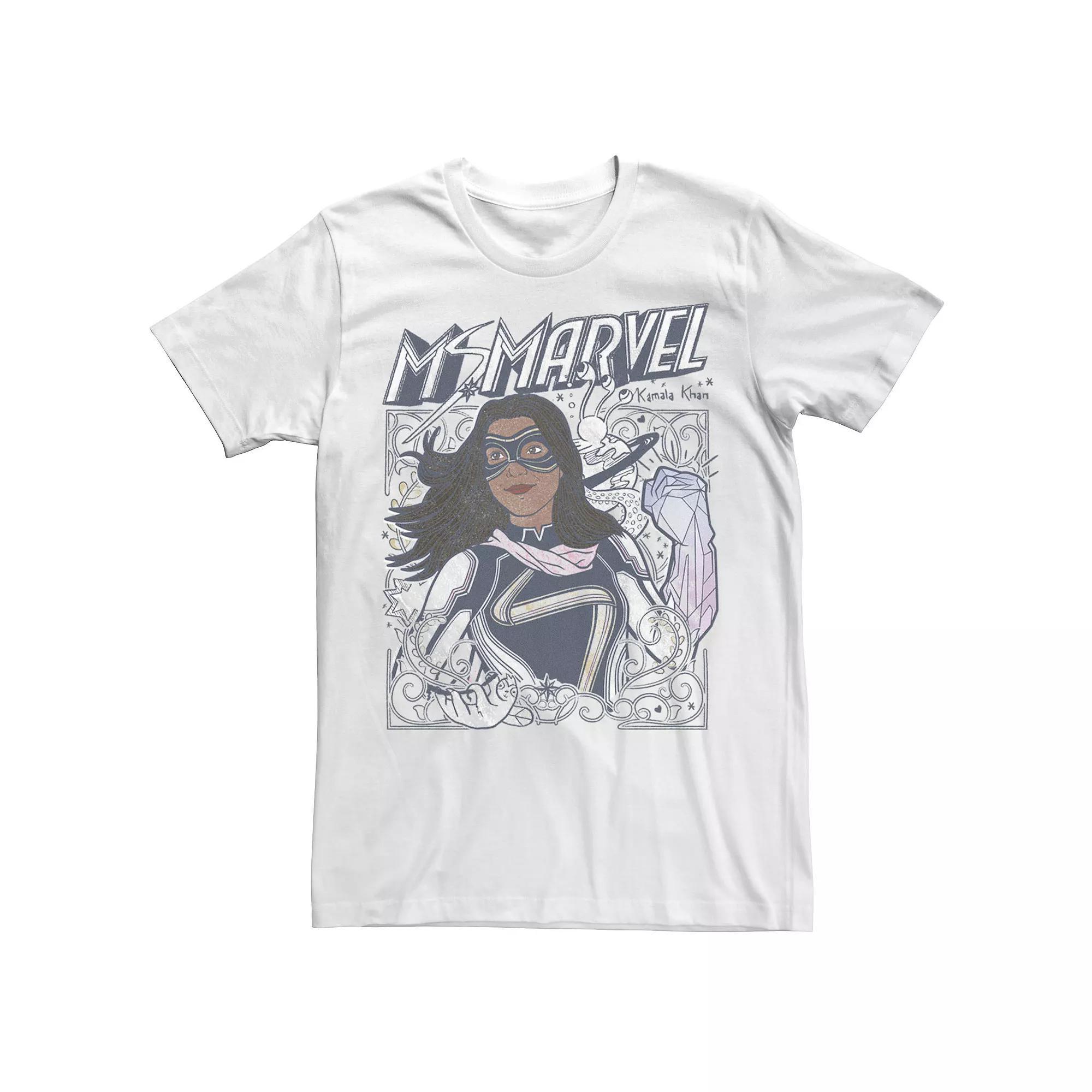 Men's Marvel Ms. Marvel Doodle cover Tee, Size: XL, White Product Image