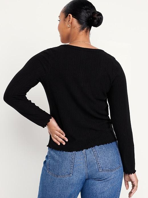 Button-Down Pointelle Top Product Image