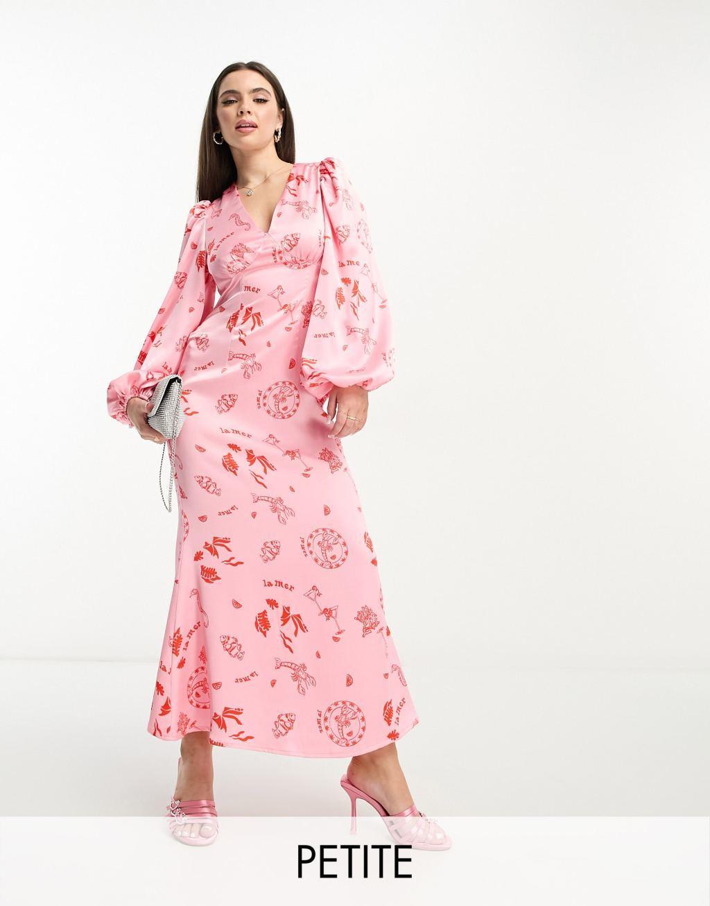 Never Fully Dressed Petite balloon sleeve maxi dress Product Image