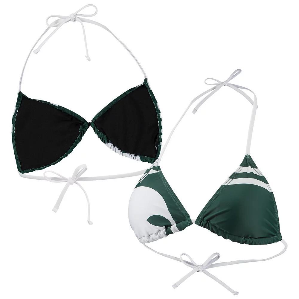 Women's FOCO Green Michigan State Spartans Wordmark Bikini Top, Size: Large Product Image