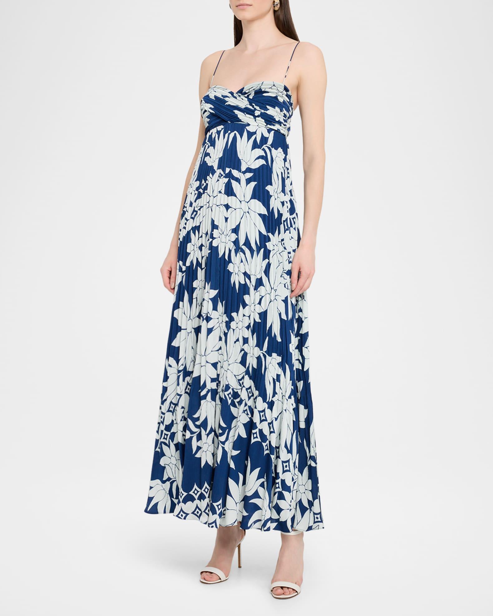 Avery Pleated Floral-Print Empire Maxi Dress Product Image