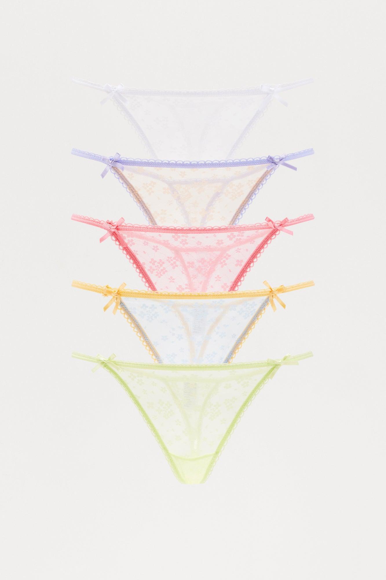 Come Back Soon 5 Pack Lace Thong Panties - White/combo Female Product Image