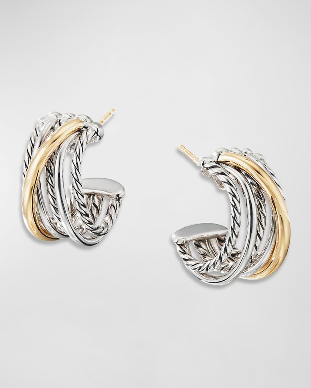 Womens Crossover Shrimp Earrings in Sterling Silver with 18K Yellow Gold, 19.5mm Product Image