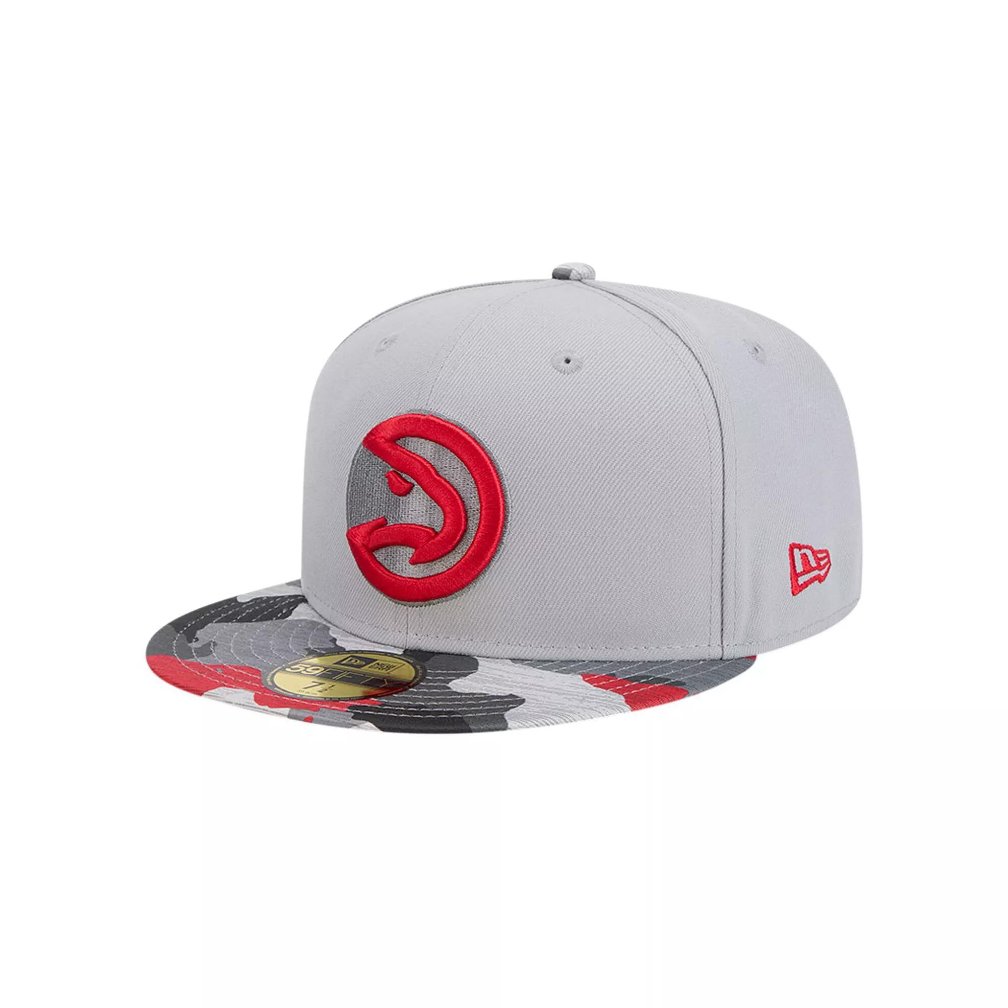 Men's New Era Gray Atlanta Hawks Active Color Camo Visor 59FIFTY Fitted Hat, Size: 6 7/8, Grey Product Image