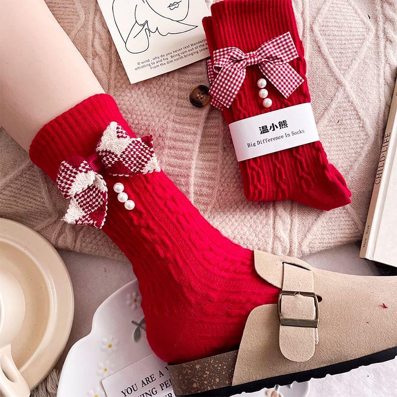 Ribbon Accent Crew Socks / Set Product Image