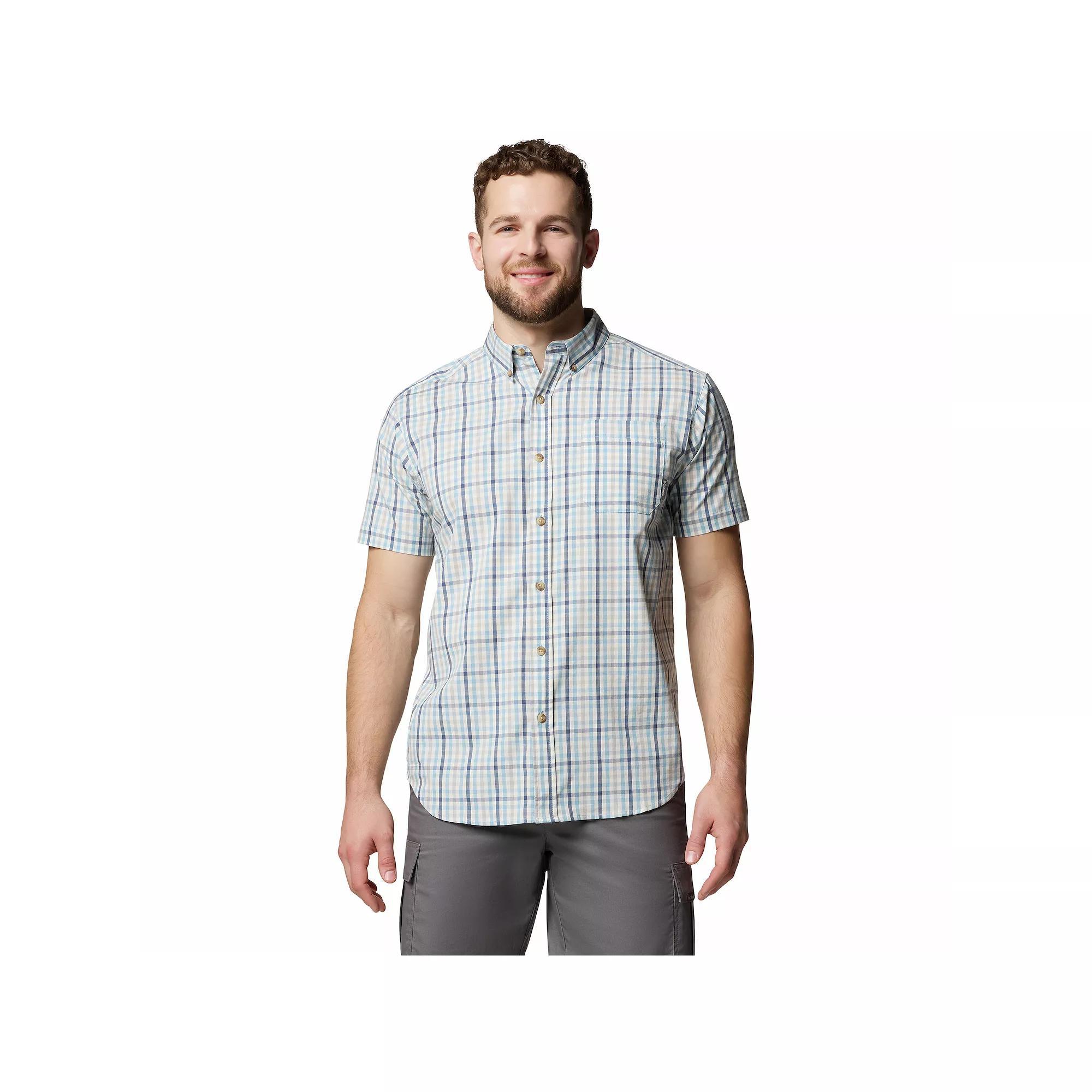 Men's Columbia Rapid Rivers II Plaid Button-Down Shirt, Size: XL, Ripple Blue Gingham Product Image