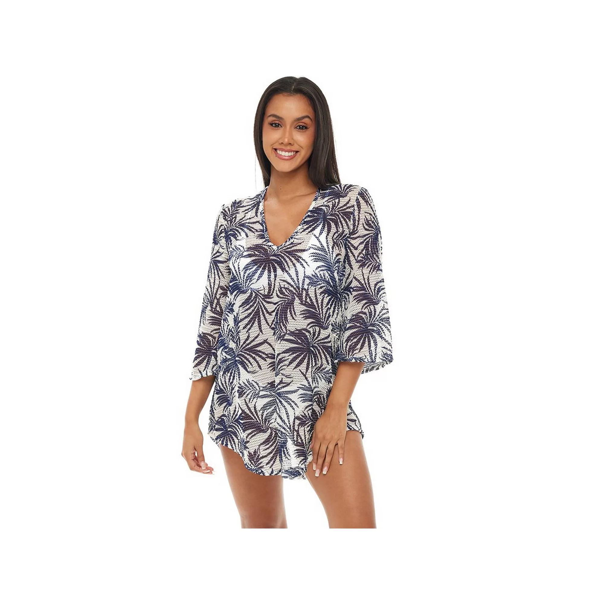 Women's Jordan Taylor Flowy Print Coverup Swimdress, Size: Large, Beige Black Product Image