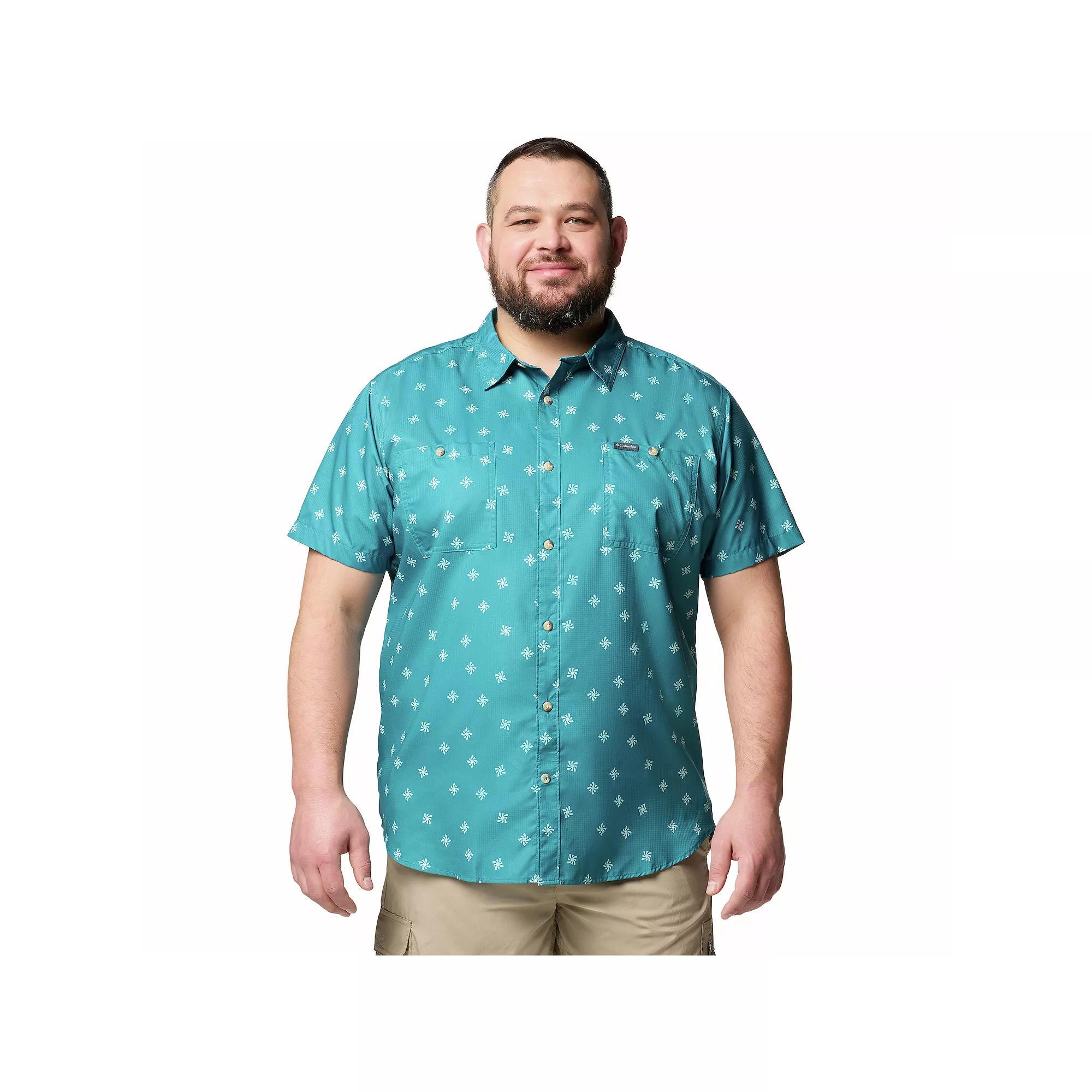 Big & Tall Columbia Utilizer Print Short Sleeve Woven Button-Down Shirt, Men's, Size: 3XL Tall, River Blue Sundot Product Image