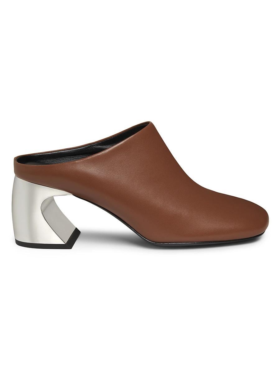 Womens 65MM Leather Crescent-Heel Mules Product Image