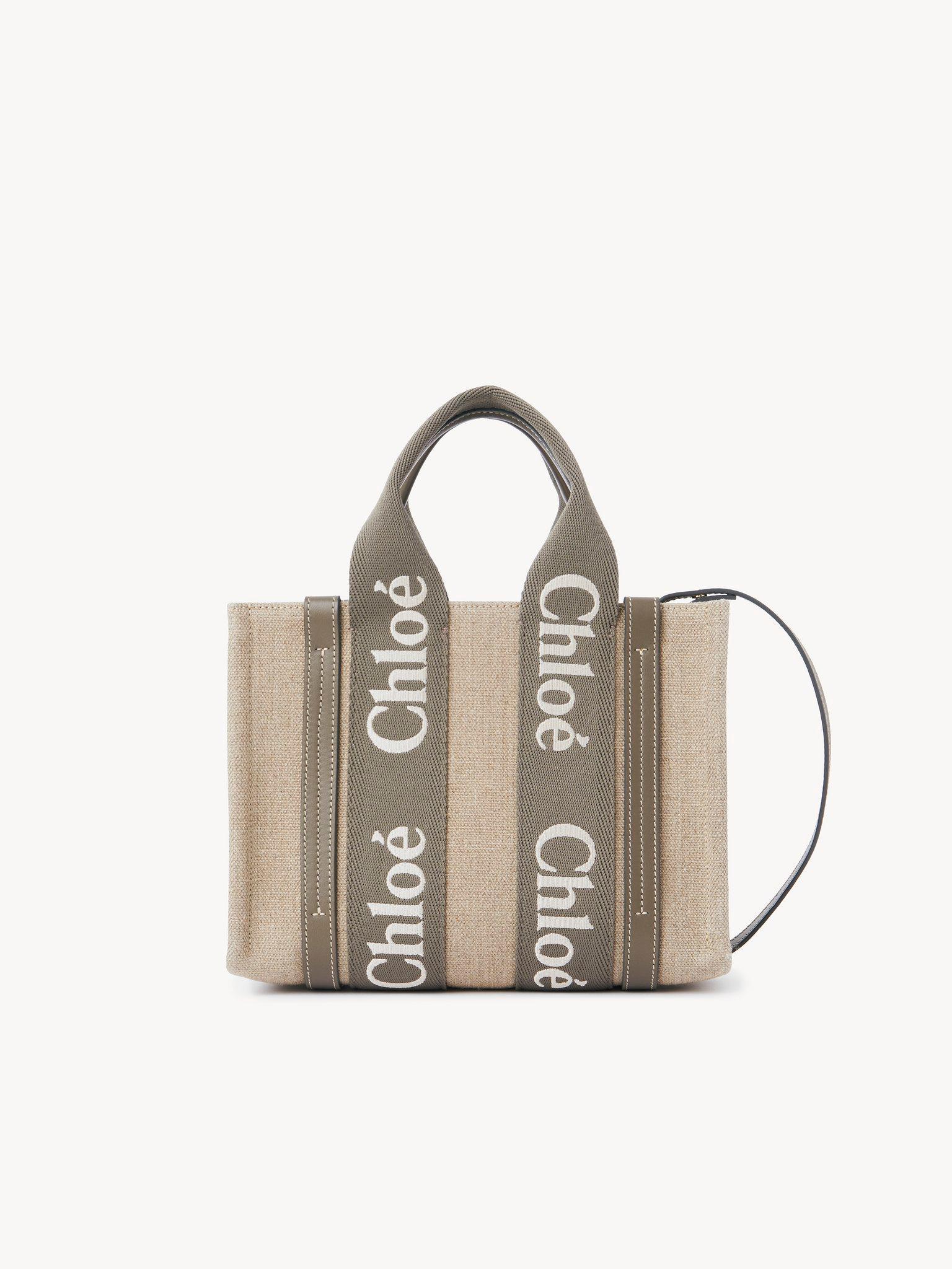 Small Woody tote bag in linen Product Image