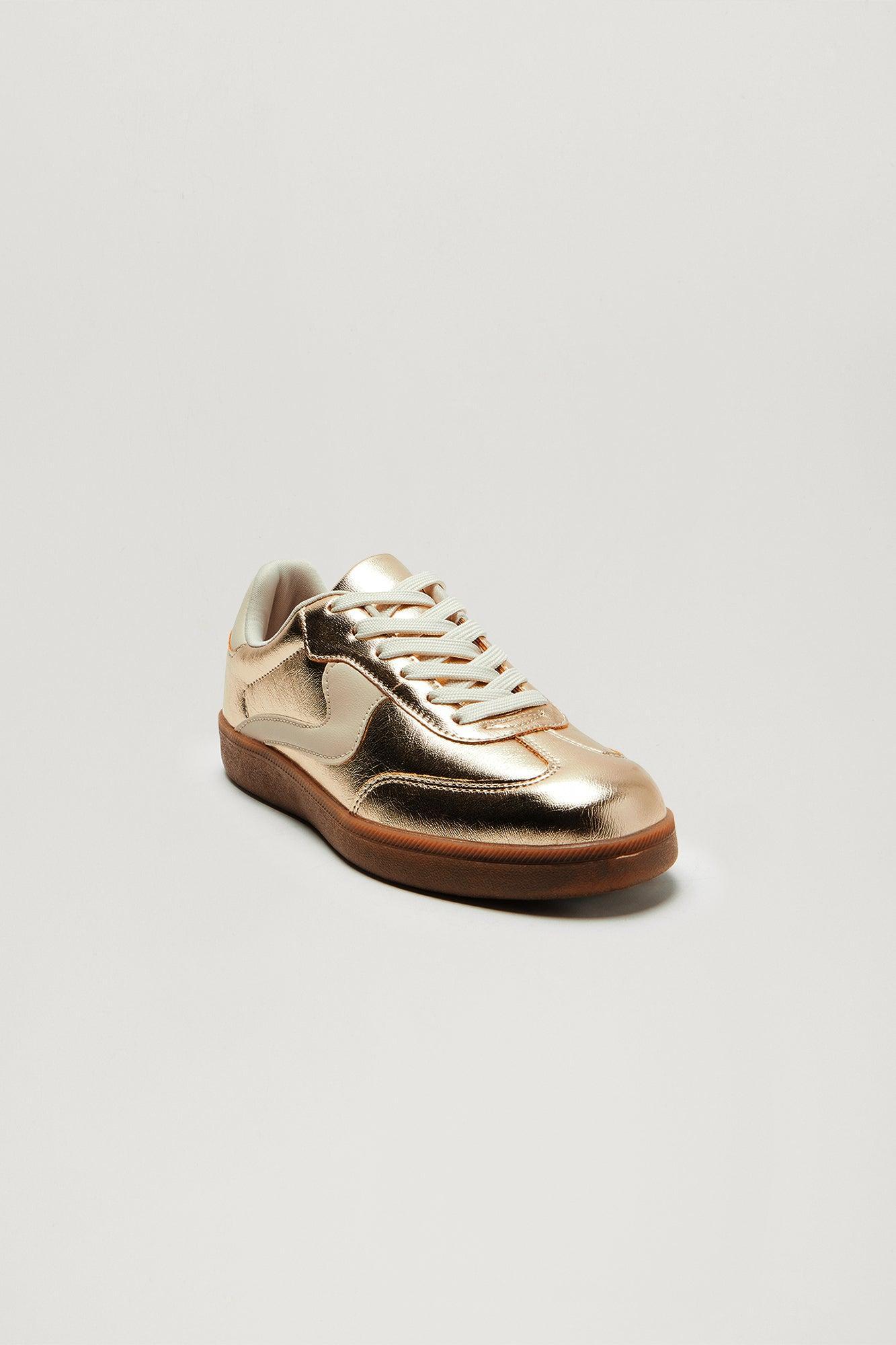 Denali Lace Up Sneakers - Gold Product Image