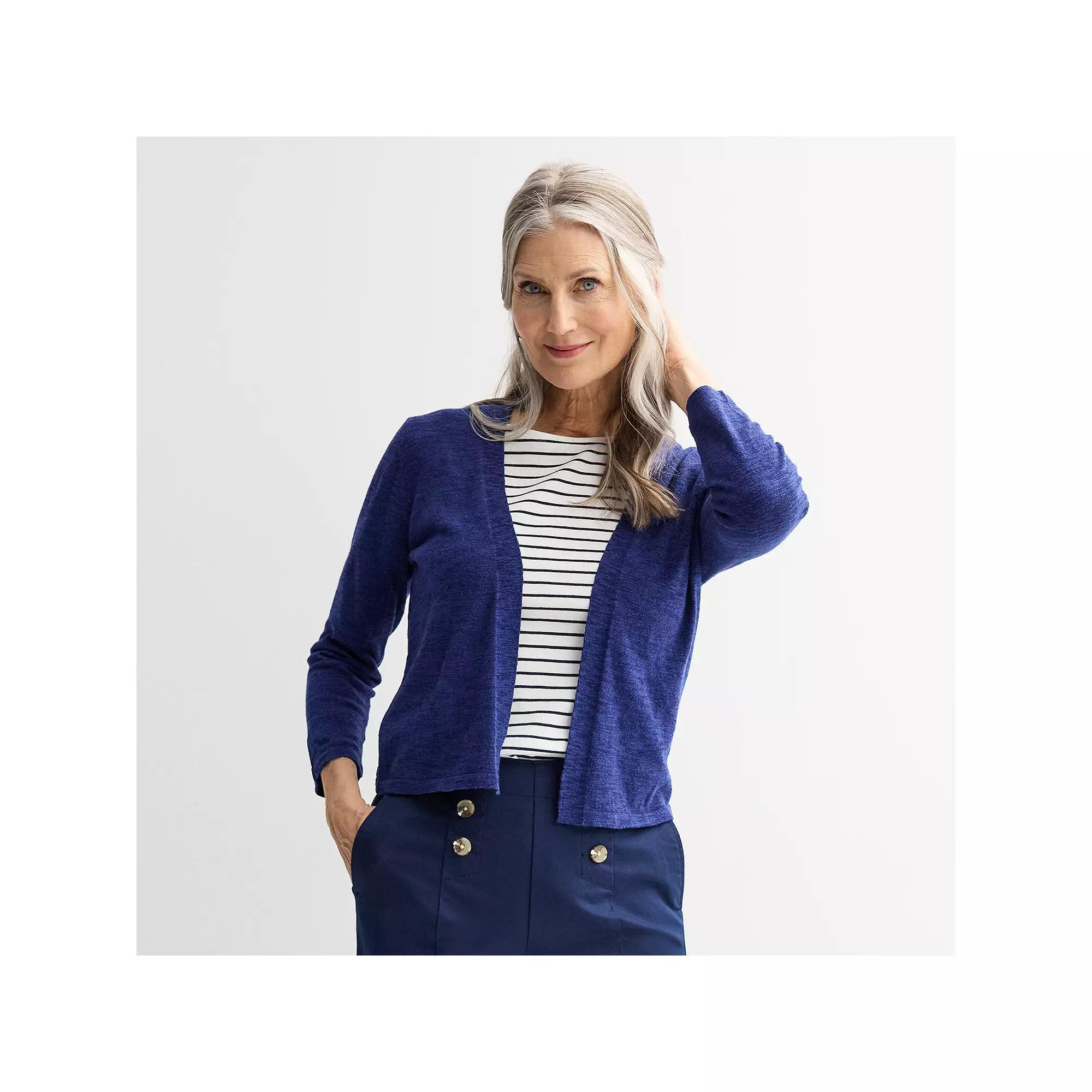 Women's Croft & Barrow® Open Front Cardigan, Size: XXL, Blue Product Image