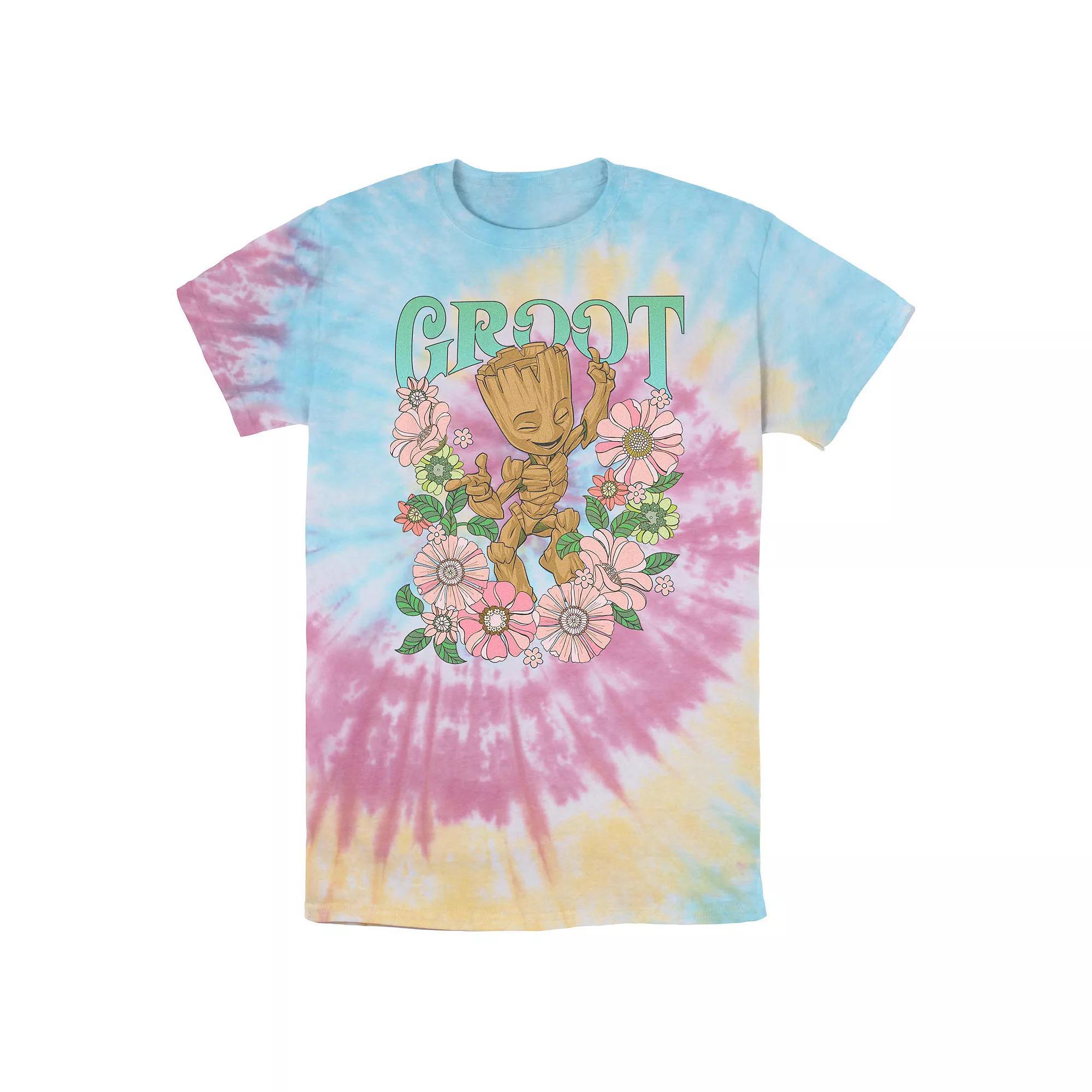 Mens Marvel Guardians OF The Galaxy Groot Floral Dancer Tie Dye Graphic Tee Product Image