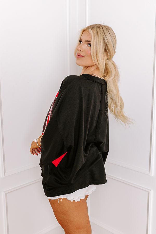 It's a Touch Down Sequin Oversized Tee in Black Curves Product Image