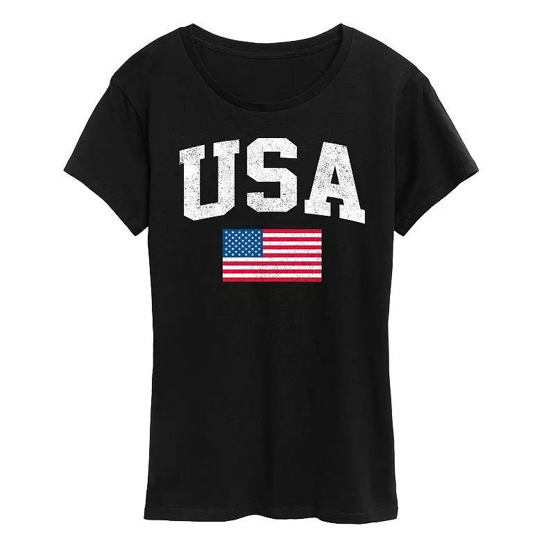 Women's USA Flag Graphic Tee, Size: XL, Grey Gray Product Image