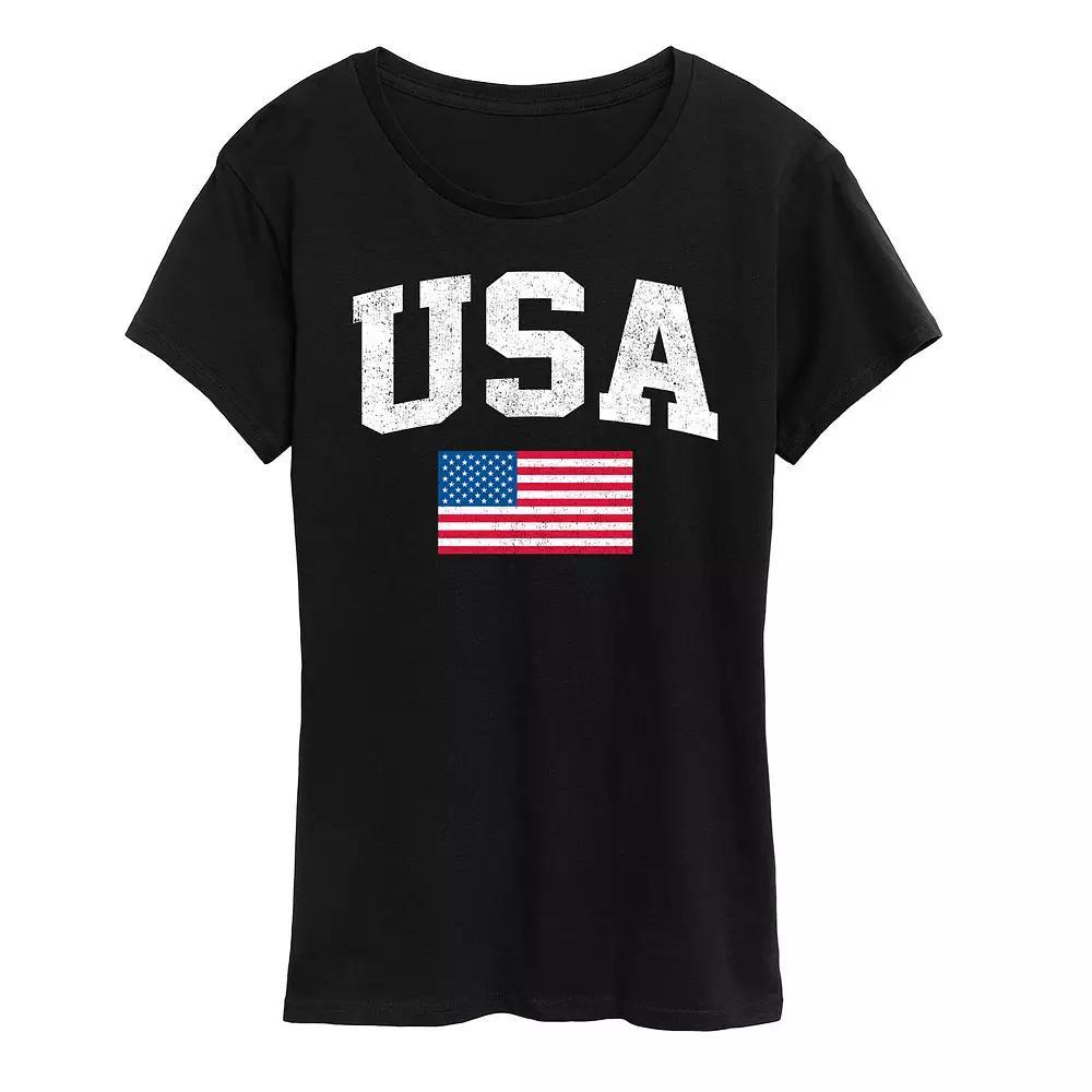 Women's USA Flag Graphic Tee, Size: XL, Grey Gray Product Image
