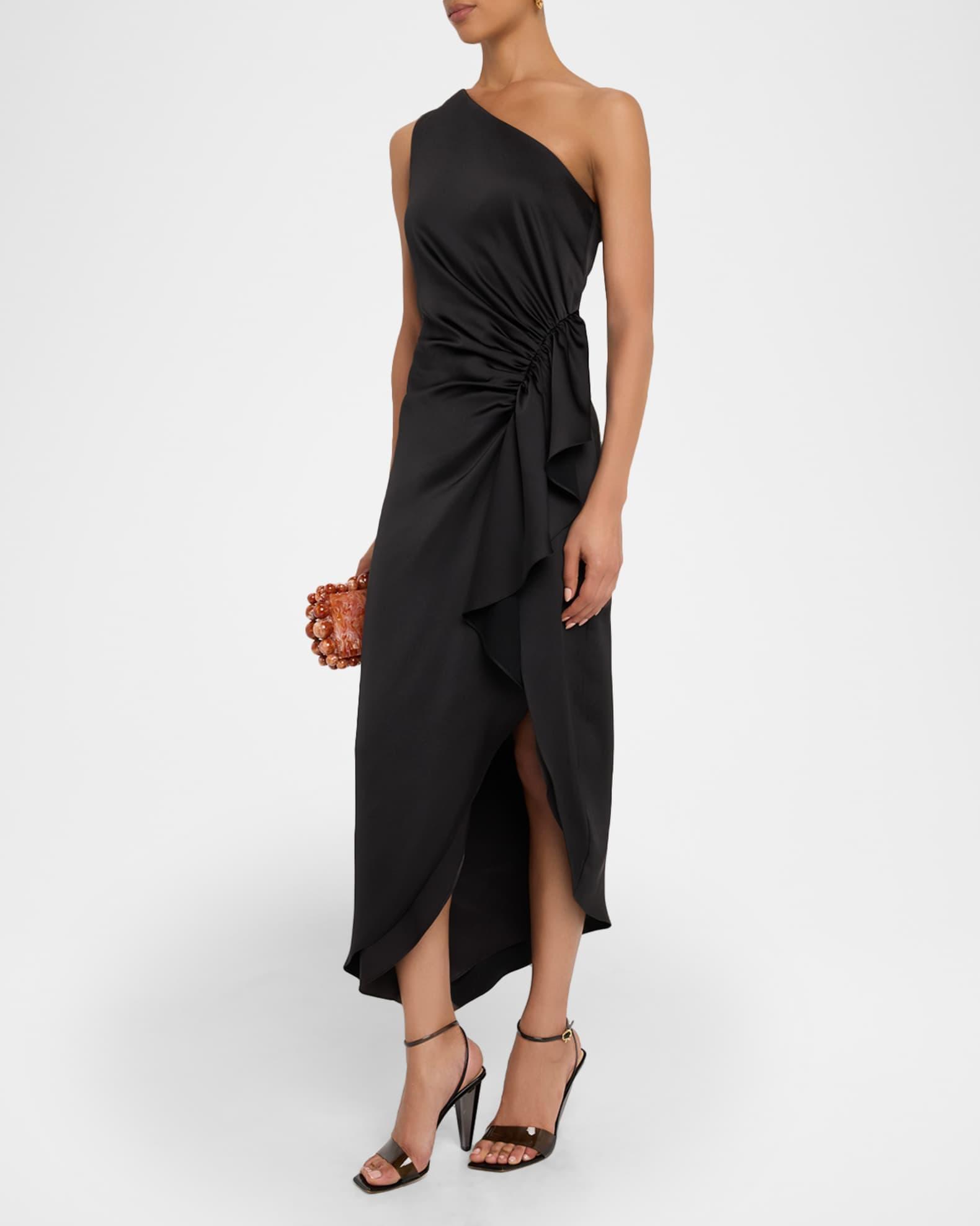 Malika Draped One-Shoulder Midi Dress Product Image