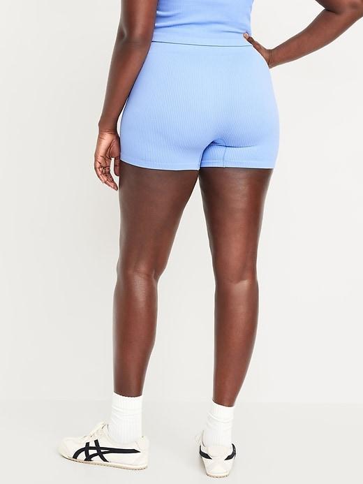 Extra High-Waisted Seamless Ribbed Biker Shorts -- 4-inch inseam Product Image