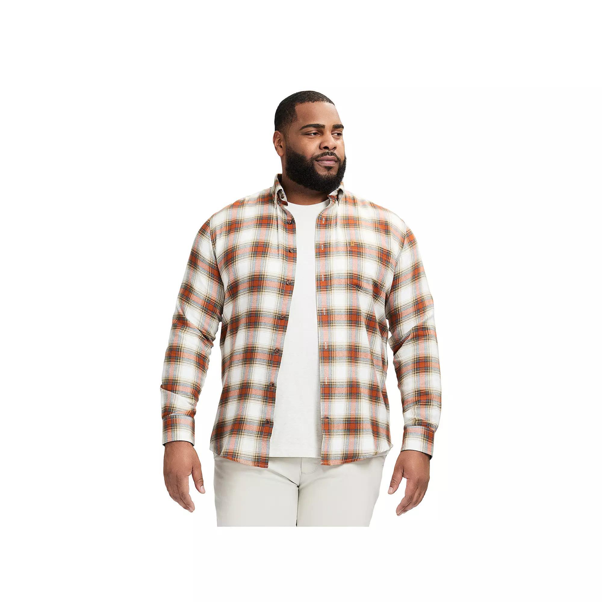 Big & Tall IZOD Stratton Flannel Long Sleeve Button Down Shirt, Men's, Size: 3XL Tall, Light Gingerbread Product Image