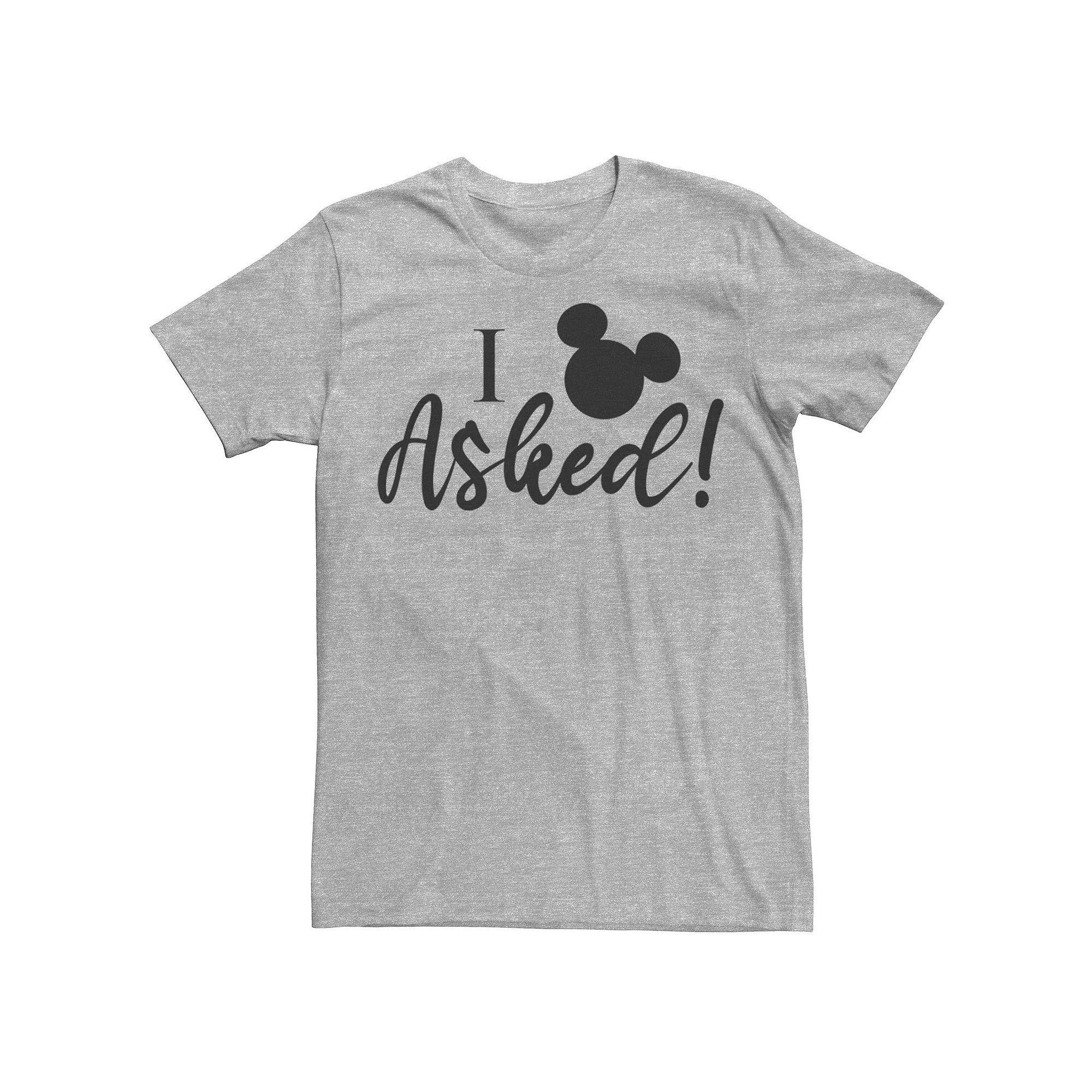 Disney's Mickey & Friends Wedding Mickey I Asked Men's Tee, Size: XS, Athletic Grey Product Image