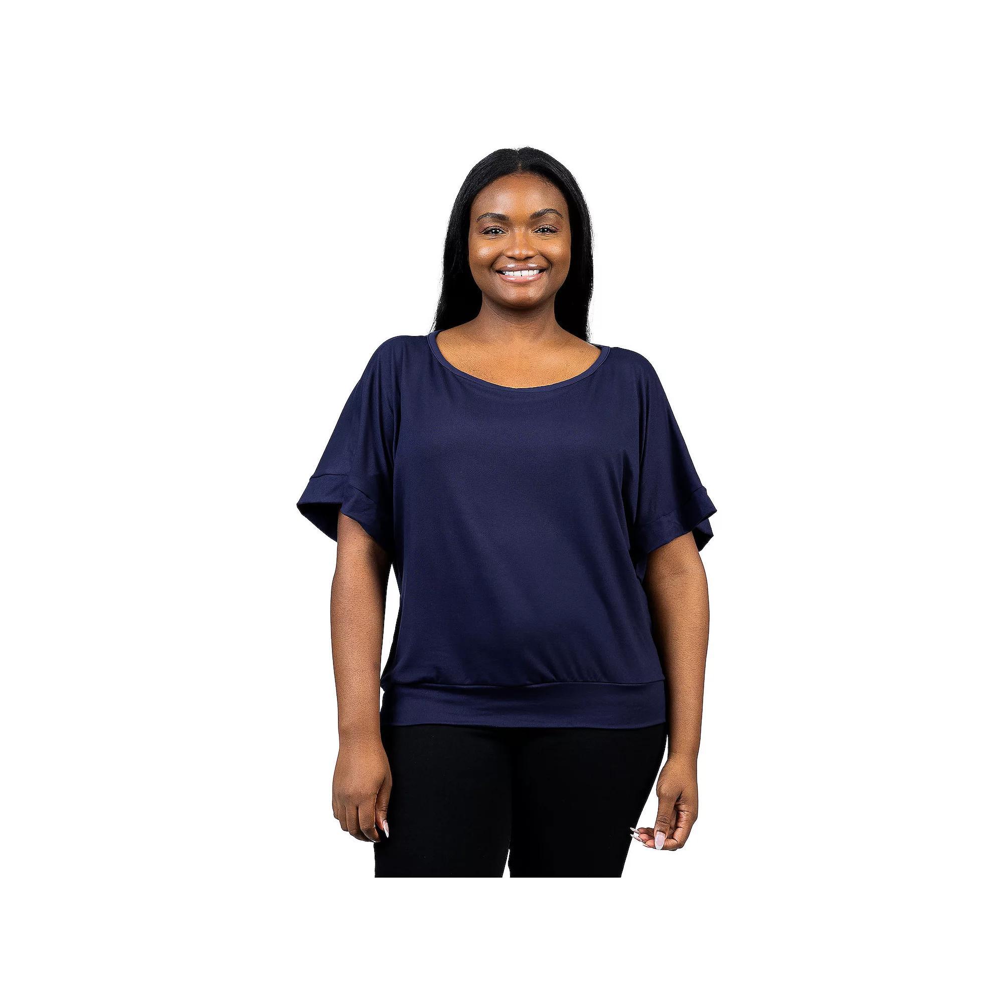 Plus Size 24Seven Comfort Apparel Short Sleeve Dolman Top, Women's, Size: 3XL, Green Product Image