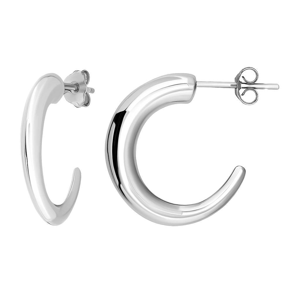 Aleure Precioso Polished Sterling Silver Graduated Half Hoop Earrings, Women's, Gold Tone Product Image
