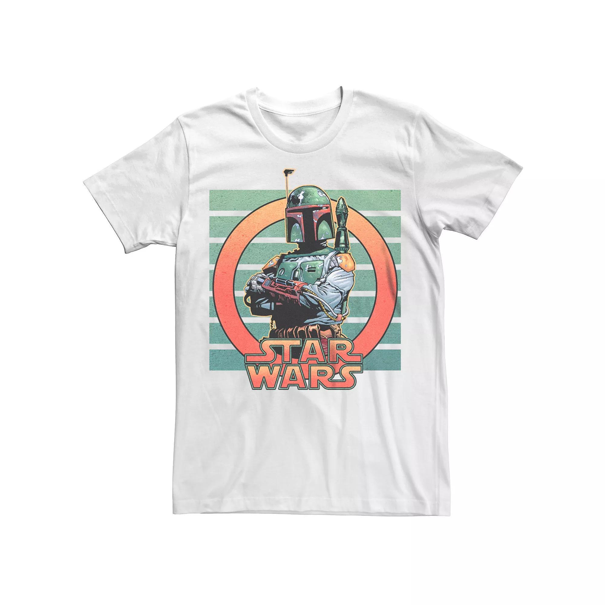 Mens Star Wars Empire Strikes Back Boba Fett Stripes Circle Portrait Graphic Tee Product Image