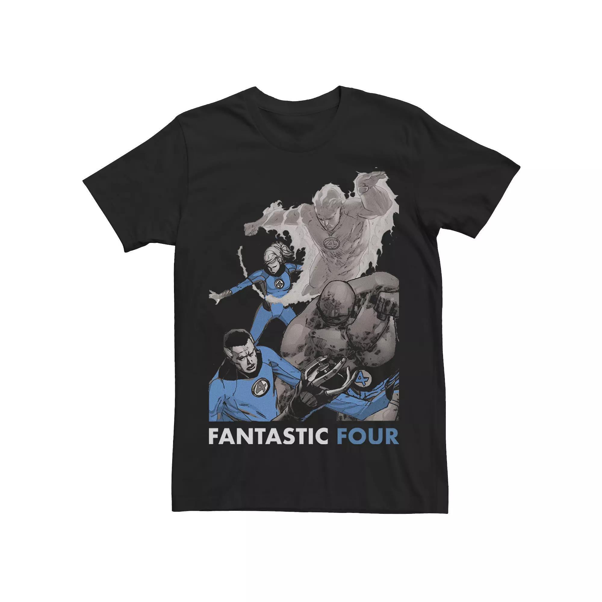 Men's Marvel Fantastic Four Group Shot Fight Mode Poster Tee, Size: XXL, Black Product Image