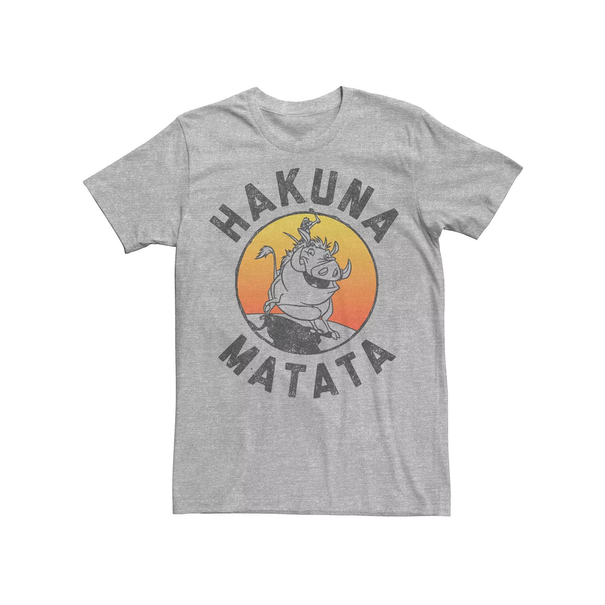 Disneys The Lion King Timon & Pumba Mens Hakuna Matata Lifestyle Tee Athletic Grey Product Image