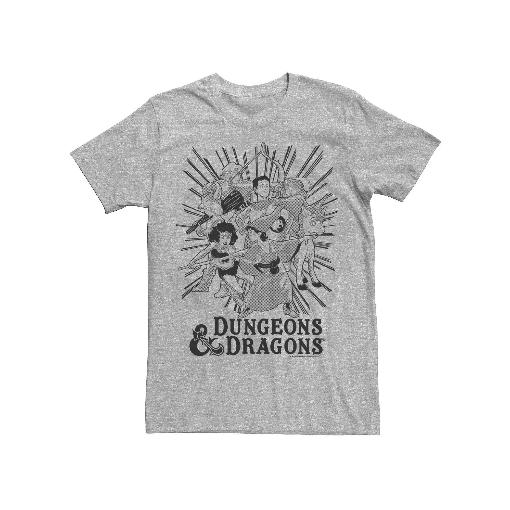 Men's Dungeons And Dragons Group Shot Dark Tones Tee, Size: XXL, Athletic Grey Product Image