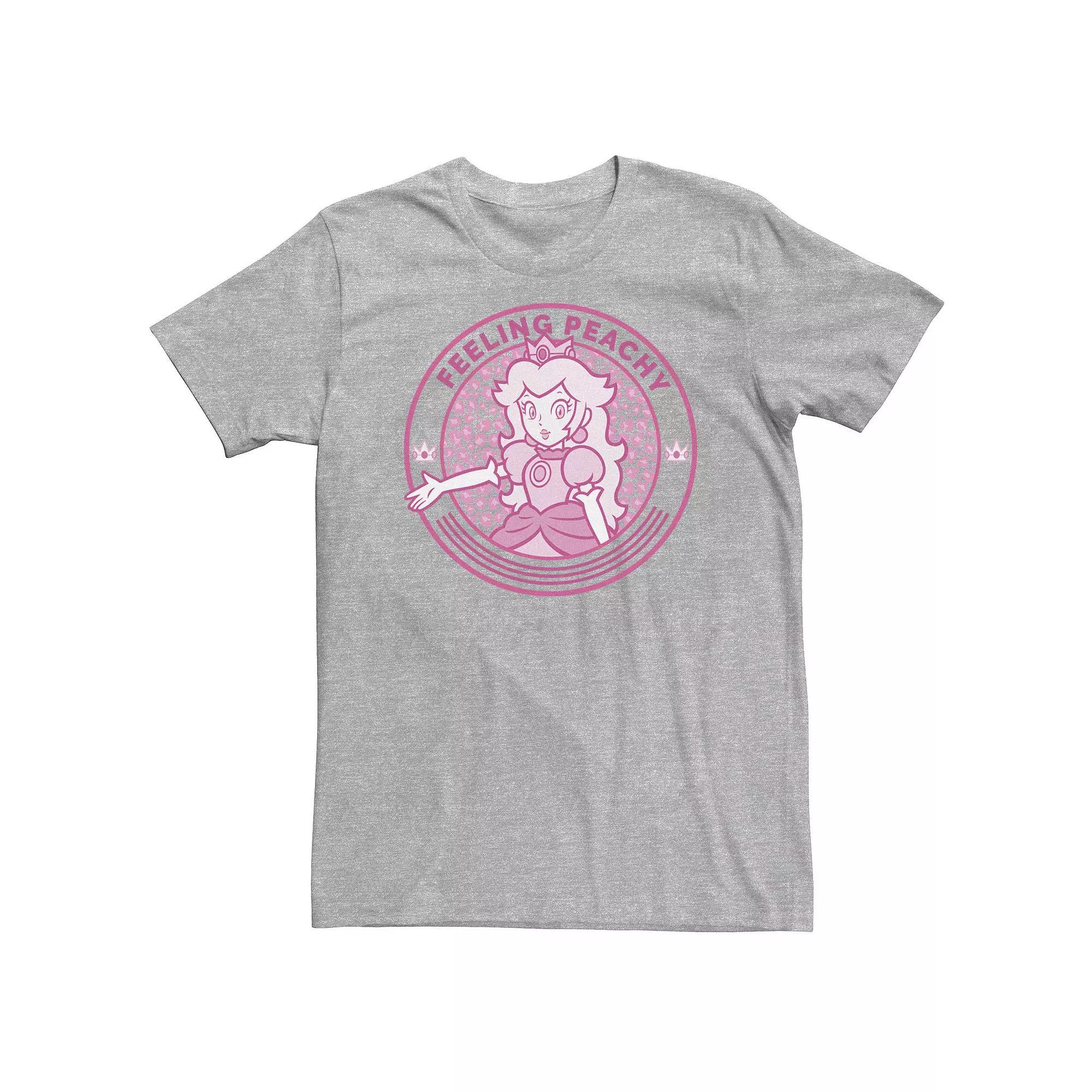 Big & Tall Super Mario Princess Peach Feeling Peachy Cheetah Print Tee, Men's, Size: 4XL, Athletic Grey Product Image