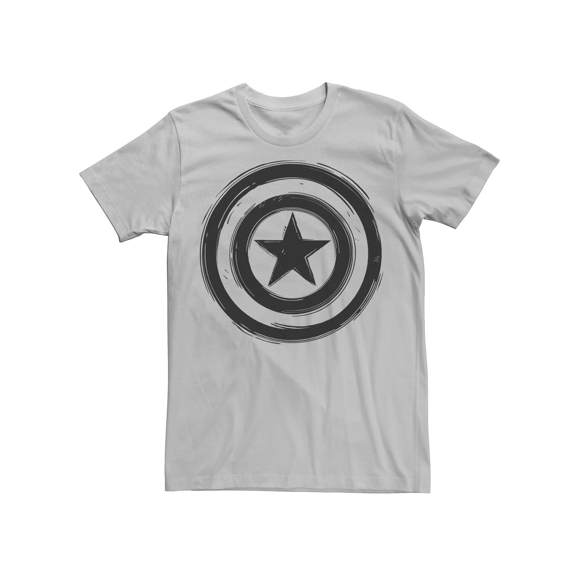 Men's Marvel Captain America Woodcut Shield Tee, Size: Medium, Silver Product Image