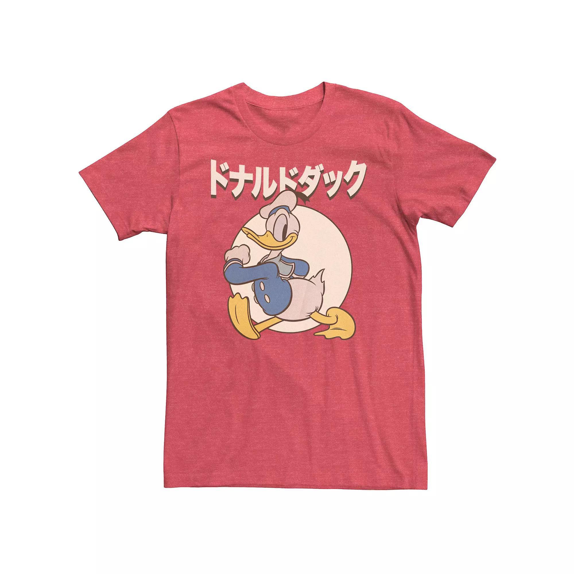 Disneys Donald Duck Kanji Circle Portrait Mens Tee Red Grey Product Image