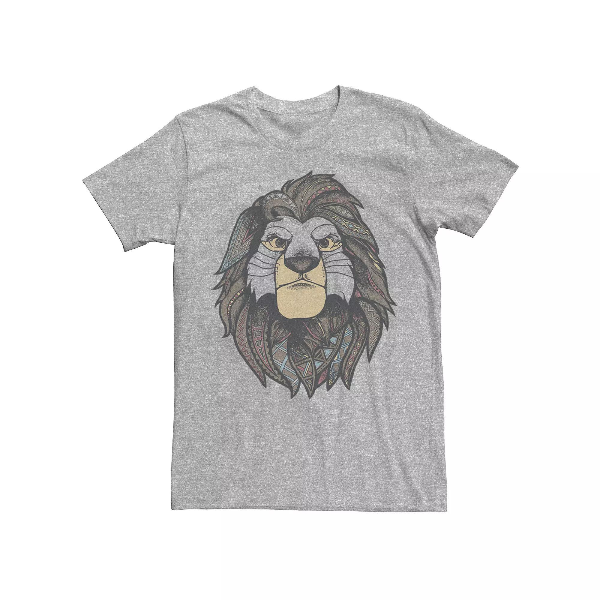 Disney's The Lion King Geometric Mane Men's Tee, Size: Large, Athletic Grey Product Image