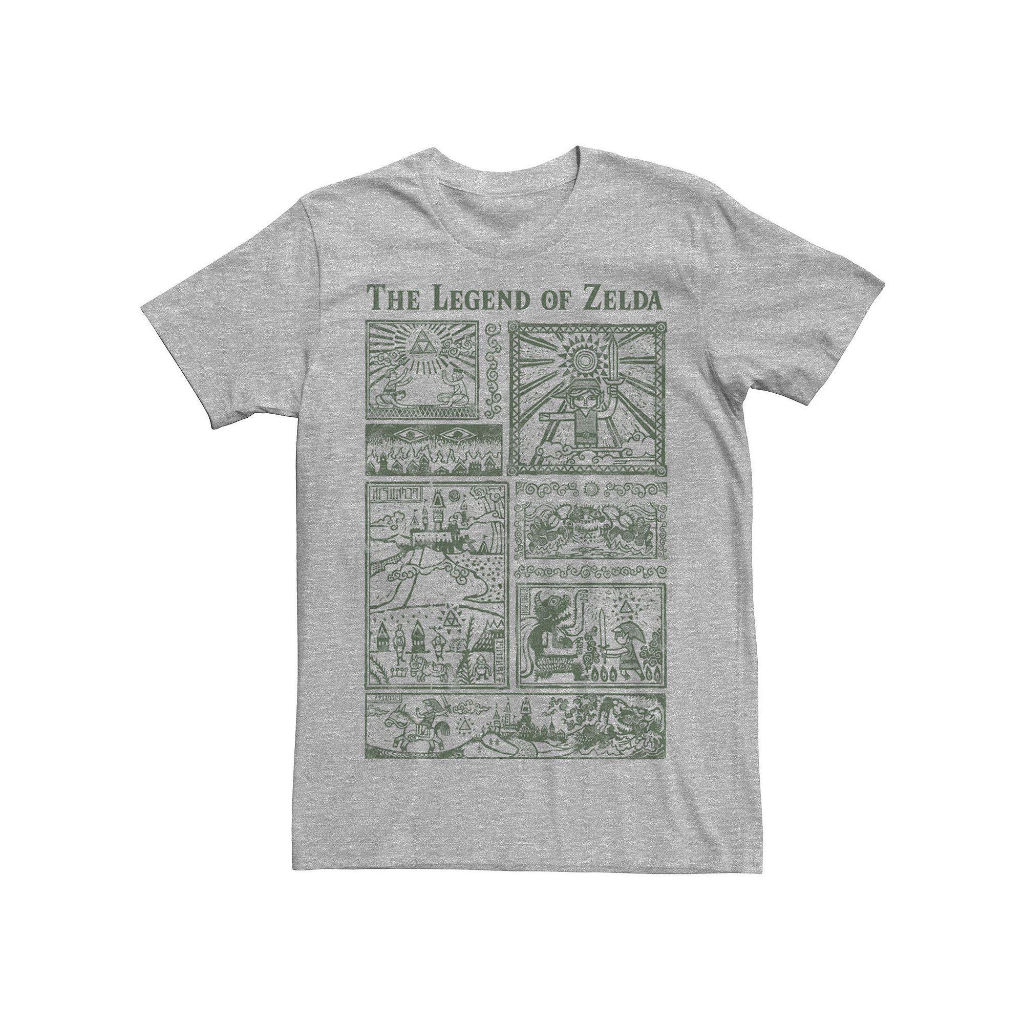 Men's The Legend Of Zelda Story Panels Tee, Size: XL, Athletic Grey Product Image