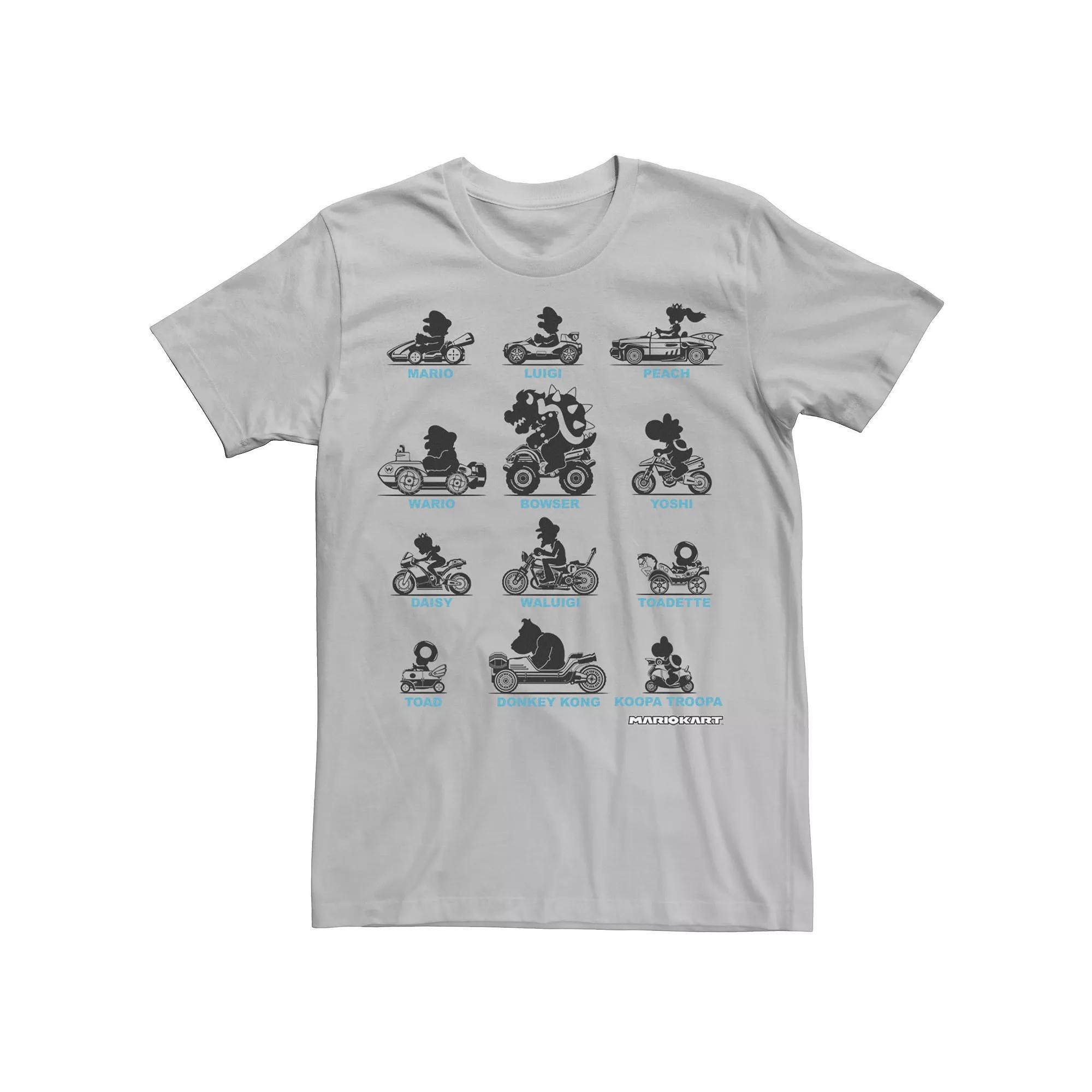 Men's Nintendo Super Mario Mario Kart Silhouette Racers Tee, Size: XL, White Product Image