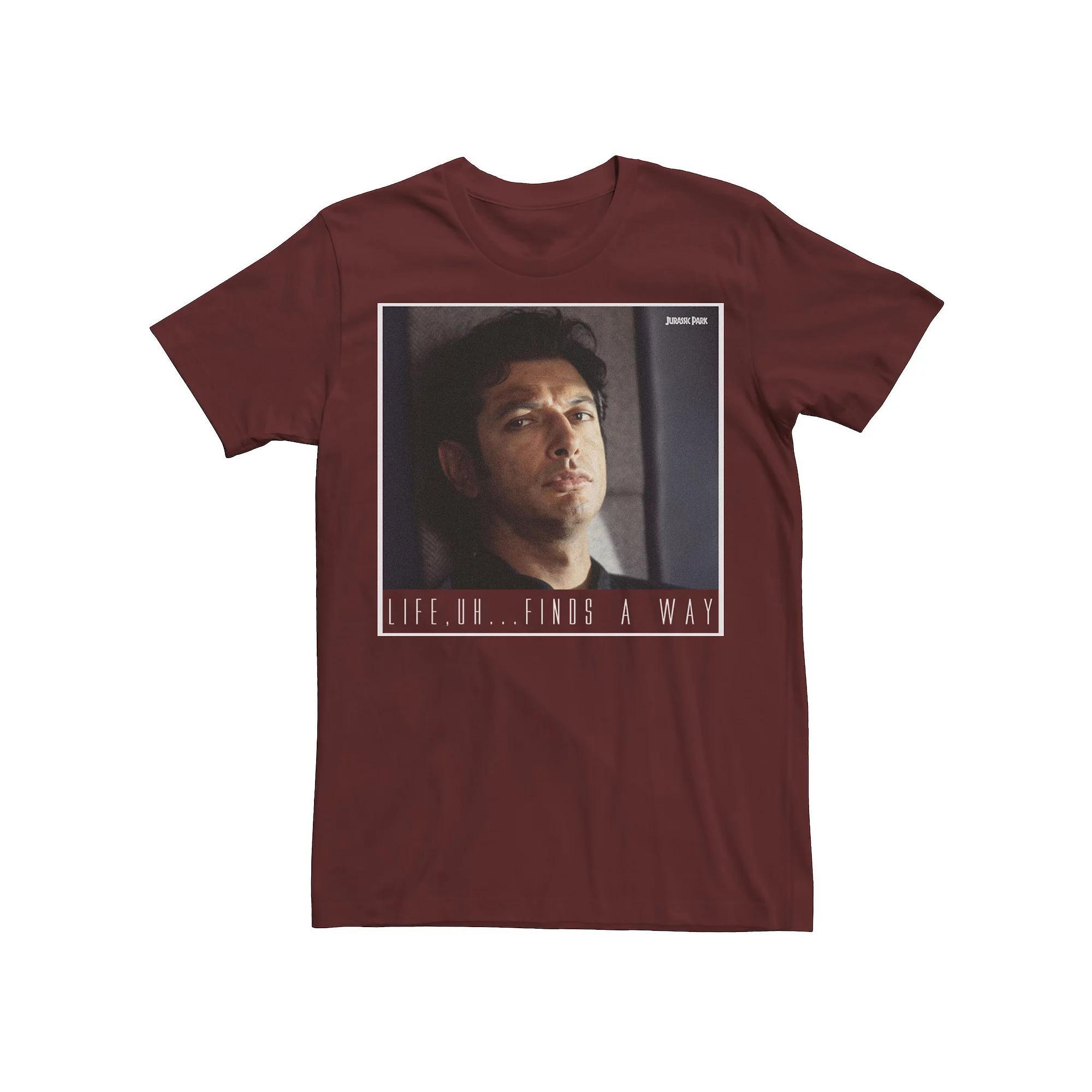 Men's Jurassic Park Ian Malcolm Life Finds A Way Graphic Tee, Size: XL, Red Grey Product Image