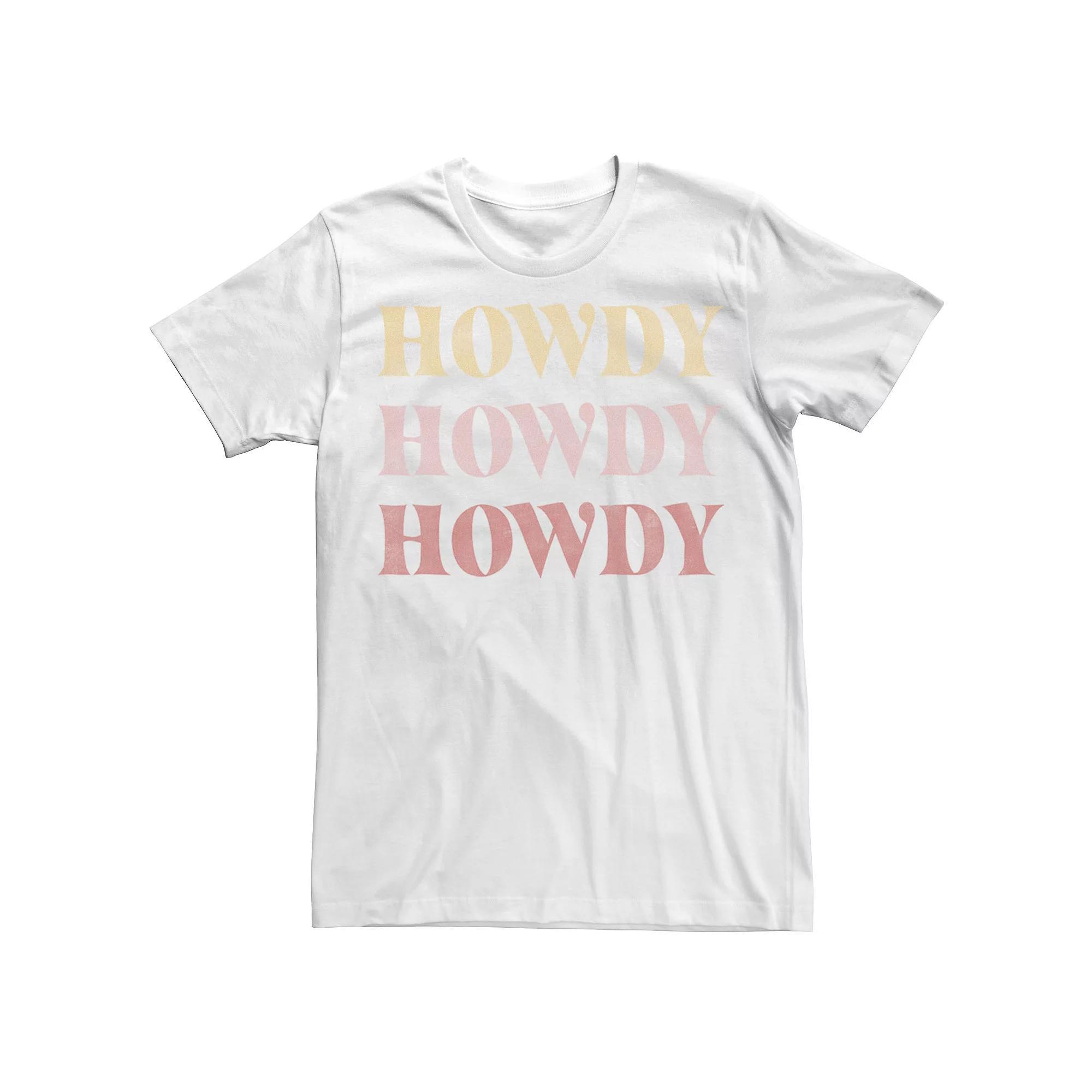 Men's Trendy Howdy Text Stack Tee, Size: Medium, White Product Image