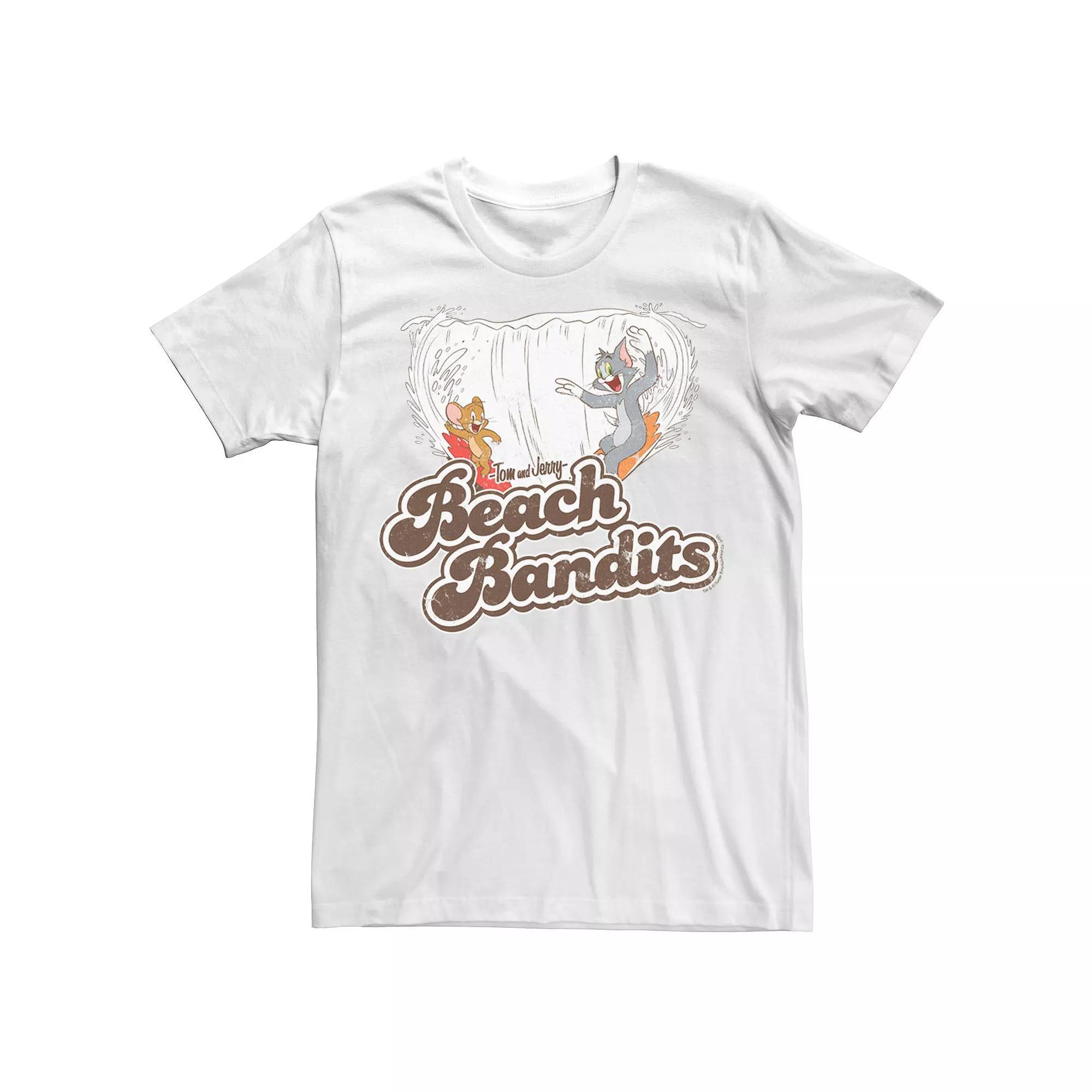 Men's Looney Tunes Tom & Jerry Beach Bandits Distorted Tee, Size: Large, White Product Image