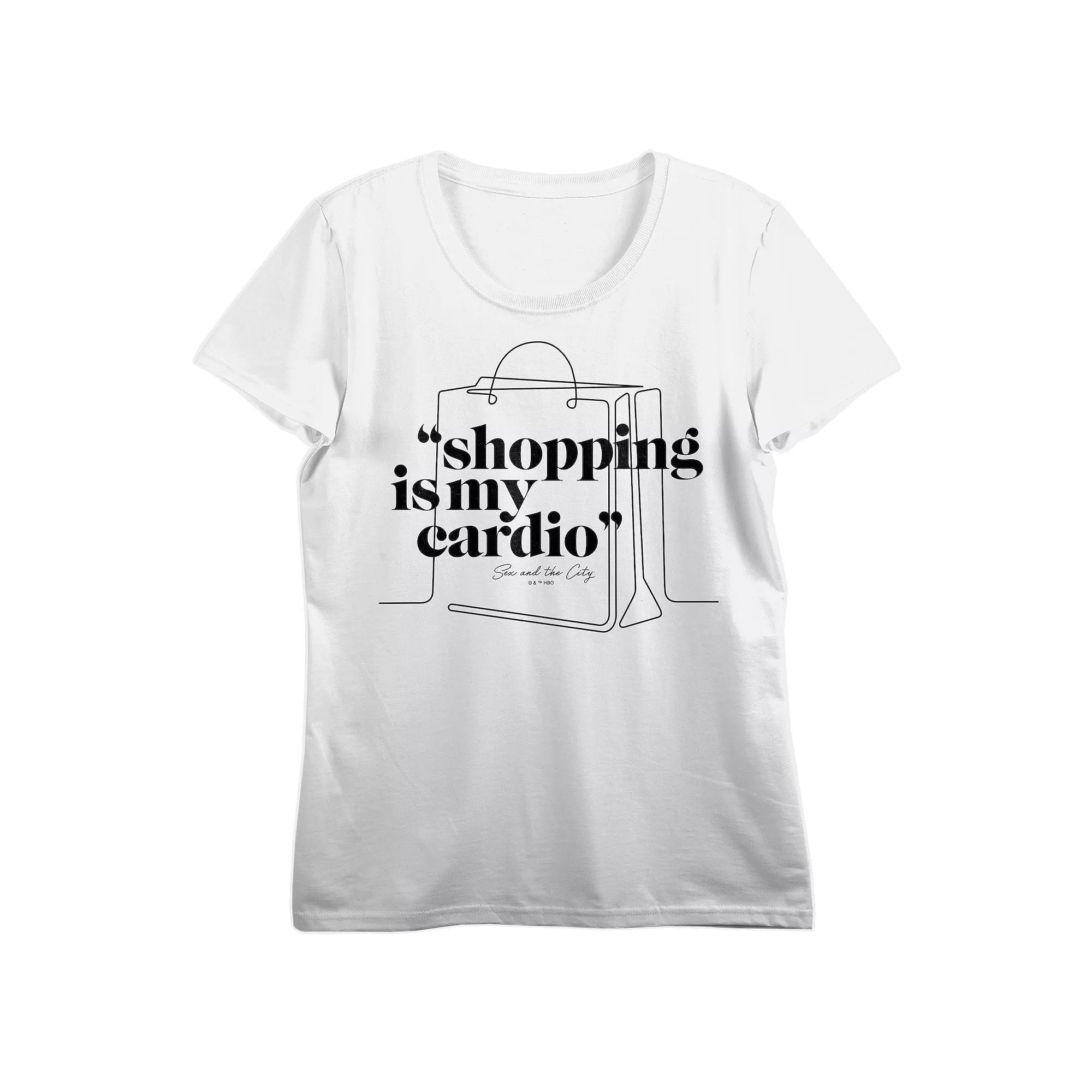 Women's Sex And The City Shopping Cardio Crewneck Graphic Tee, Girl's, Size: XL, White Product Image