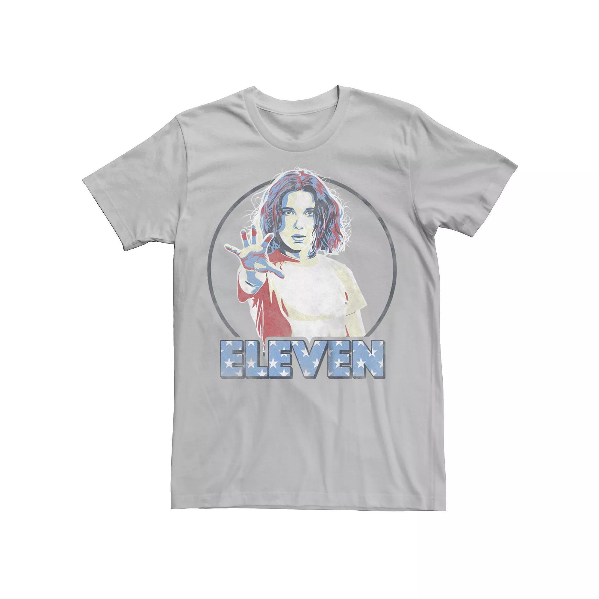 Men's Stranger Things Eleven Stars Filled Letters Graphic Tee, Size: XS, Silver Product Image